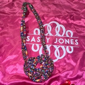Vintage Sassy Jones multicolored fabric necklace